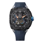 Tsar Bomba Dark Matter 5 TB8605-02 Automatic Carbon Fiber Bezel Skeleton Dial Blue Rubber Strap