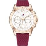 Tommy Hilfiger White Dial Burgundy Strap Watch for Women 1782200
