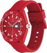 Tommy Hilfiger Unisex Quartz Plastic Case and Silicone Strap Watch, Color: Red (Model: 1792065), Red - Image 3
