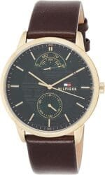 Tommy Hilfiger 1791607 Mens Quartz Watch, Analog Display and Leather Strap, Green