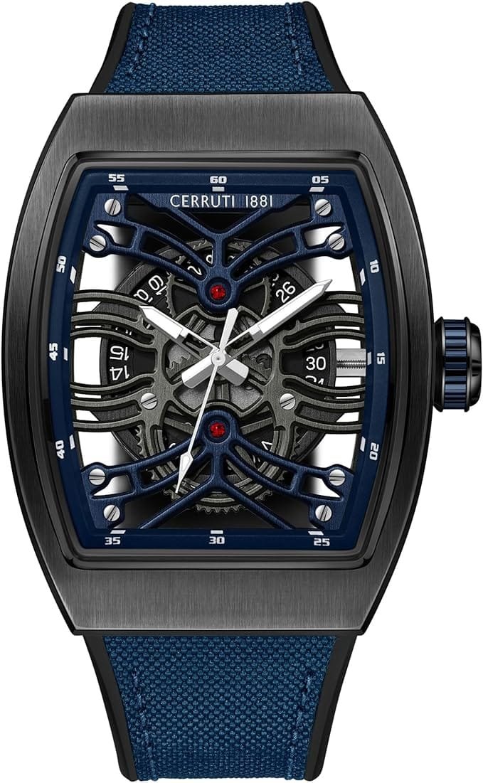 Cerruti 1881 Calliano Men's 51mm Clear Dial Blue Rubber Strap Analog Watch