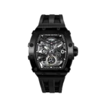 TSAR Bomba Montre Automatique en acier PVD noir avec bracelet en silicone noir - Image 4